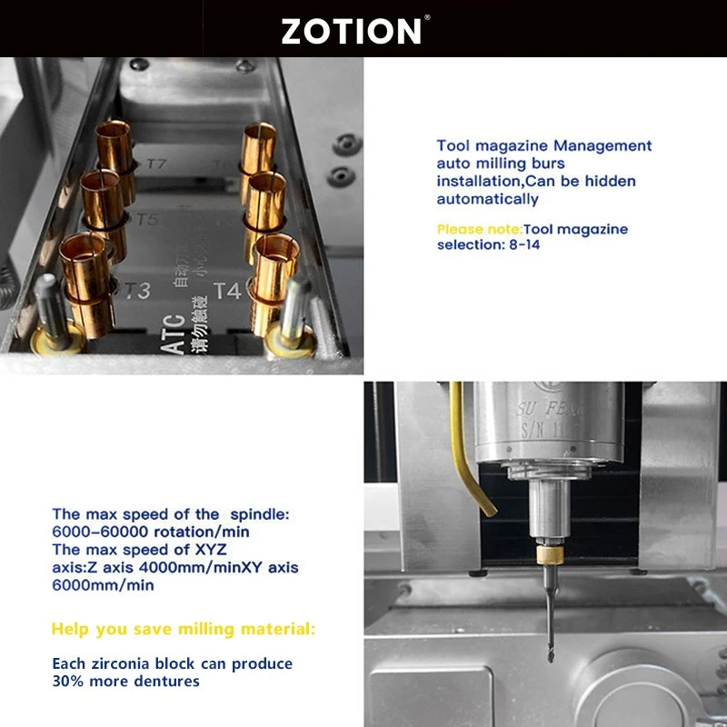 Zotion C5 5 Axis Dental Milling Machine For Zirconia PMMA